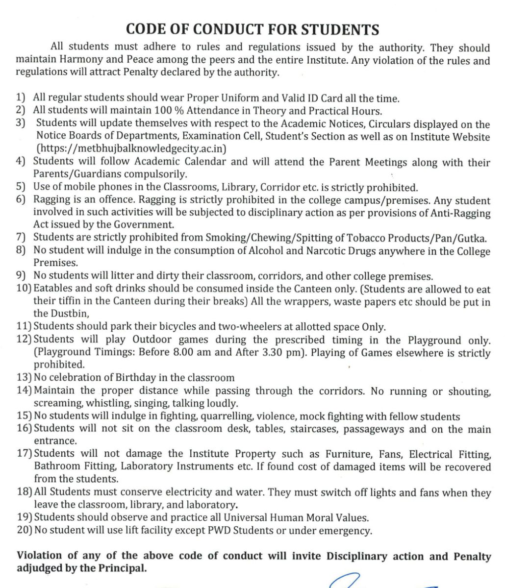 Code of Conduct for Students